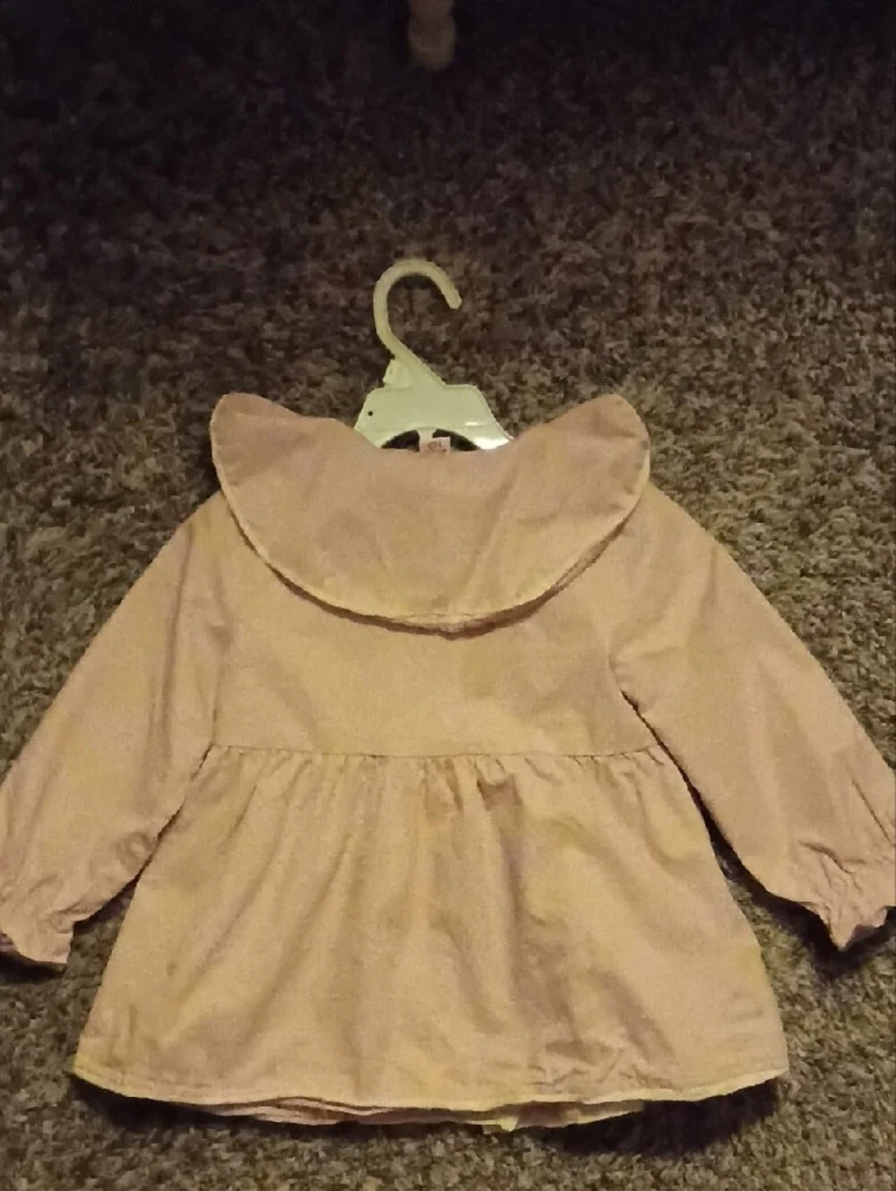 Girls' Lightweight Pink Peacoat Jacket with Peter Pan Collar 3/4T
